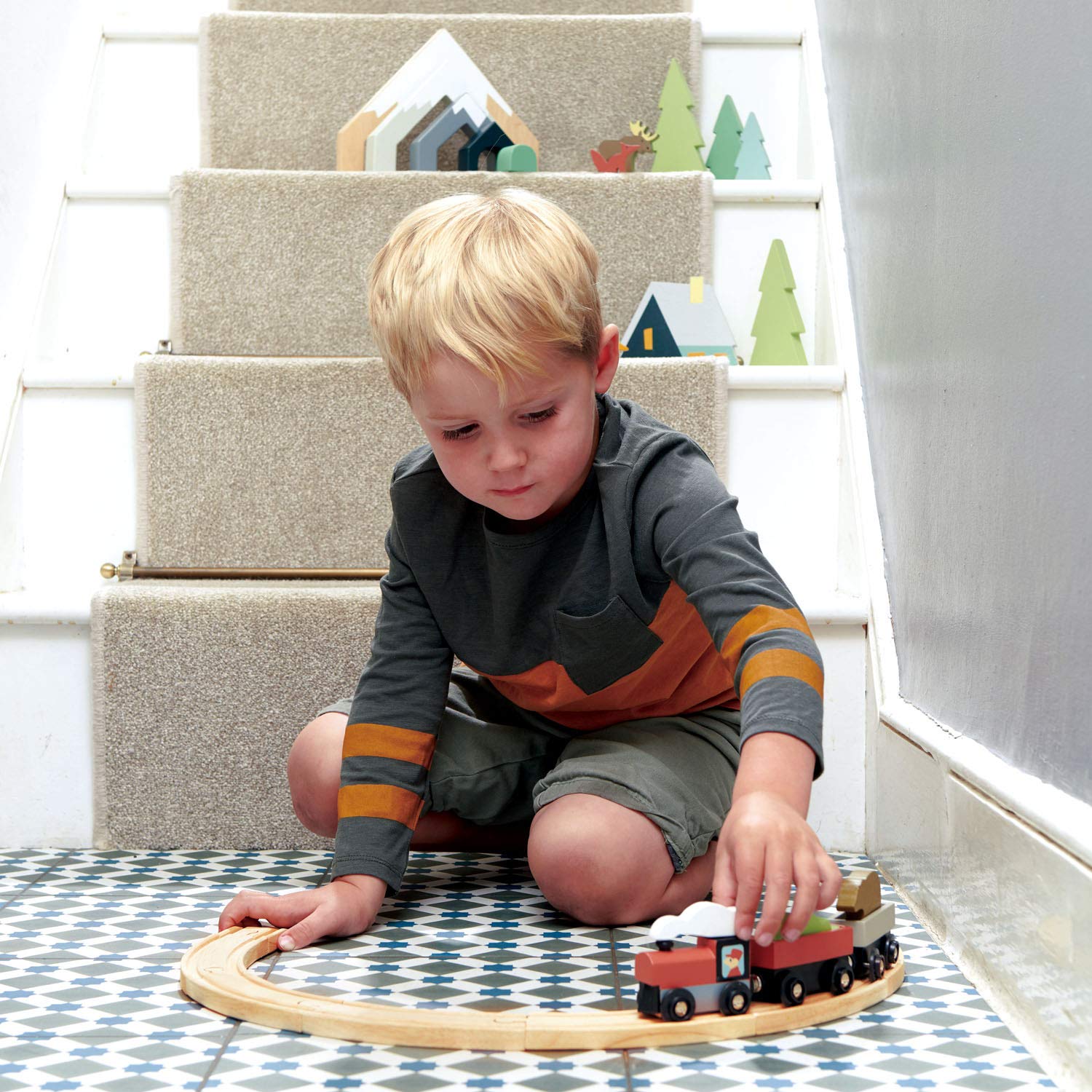 Tender Leaf Toys - Treetops Train Set - Beautiful Wooden Toy Train Set Kids - Intelligent and Imaginative Play Skills for Age 3+