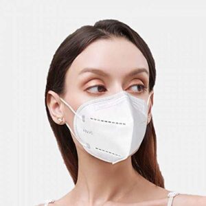 lundybright kn95 face mask 50 pack, 5-layer protective masks with elastic earloop respirator, breathable cup facemask against pm2.5 dust, air pollution
