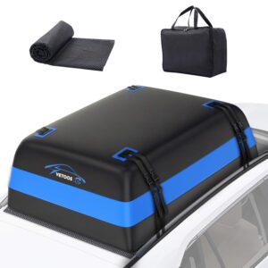 vetoos 21 cubic feet car rooftop cargo carrier bag, soft roof top luggage bag for all vechicles suv with/without racks - waterproof zip, anti-tear 900d pvc, with storage bag & anti-slip mat