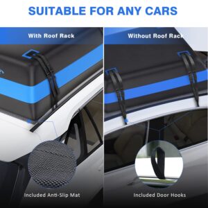 Vetoos 21 Cubic Feet Car Rooftop Cargo Carrier Bag, Soft Roof Top Luggage Bag for All Vechicles SUV with/Without Racks - Waterproof Zip, Anti-Tear 900D PVC, with Storage Bag & Anti-Slip Mat