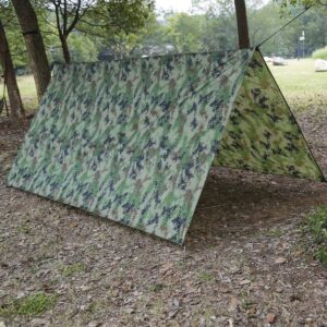 Camping Tent Tarp Waterproof, Multi-Function Tent Tarp Shelter 100 x 145 cm Hammock Rain Fly Shade Tarp 210T Printed Clot Protection Heavy Duty Shade Sail Sun Canopy for Outdoor