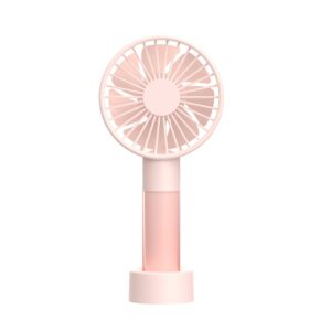 smartdevil handheld fan, mini personal fan with 1200mah rechargeable battery, 3 speeds adjustable, portable desk fan with base, colorful handheld fan for home, travel, office, camping, pink