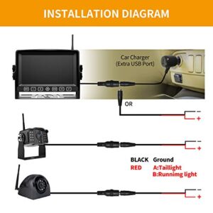 Wireless Dual Backup Camera with 7” Touch Button Rearview Monitor for RV Trailer Truck Motorhome Camper Digital 1080P AHD Rear Side View Cam with Long Range Operation Signal DVR System Xroose CM2