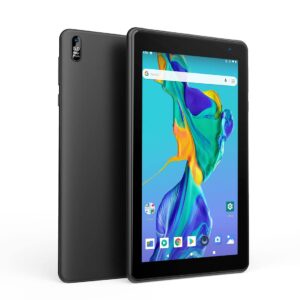 egotek [updated] 7 inch wifi tablet, android 10 gms certified os, 2.5d glass touch screen, support wifi 6 802.11 ax,1.5ghz quad core, 2gb+32gb, fast speed, long life battery, free leather case(black)