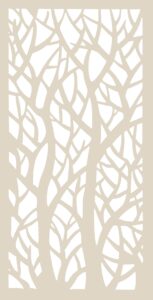 vima twin trees decorative wall panel - 48"l x 24"w pvc board panel with private screen fence design, 3/8" thickness, white color