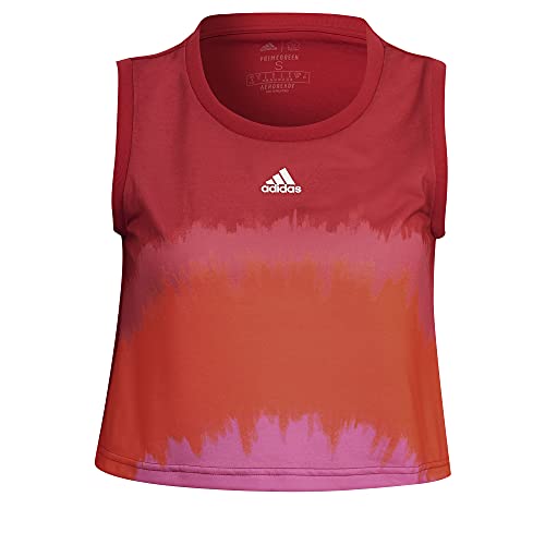 adidas womens FARM Crop Tank Bold Red/White X-Small