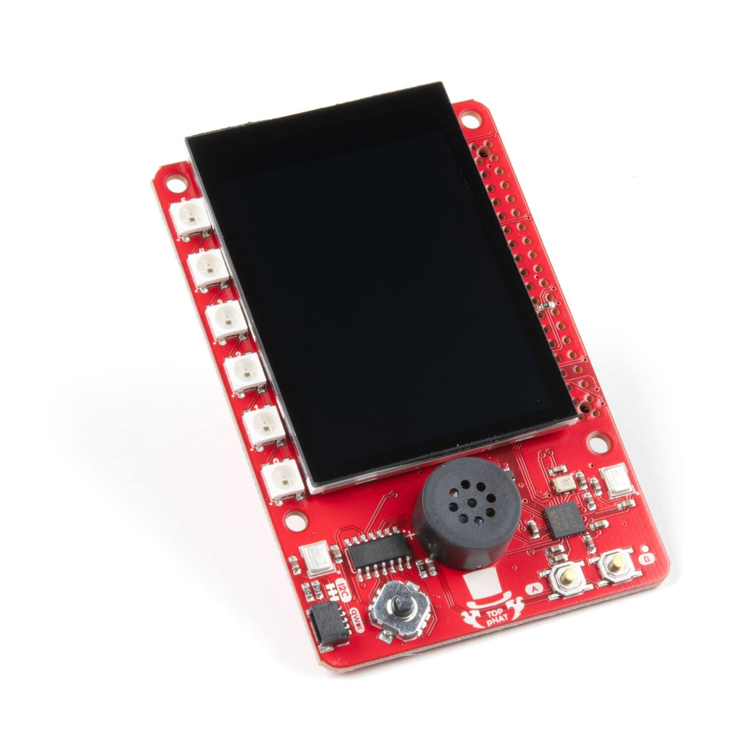 SparkFun Top pHAT for Raspberry Pi - Supports Machine Learning Voice Control Onboard Microphone & Speaker Two programmable Buttons & Joystick RGB LEDs Offswitch for Rpi 2.4" TFT LCD Display
