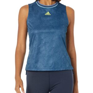 adidas womens Match Tank PB Crew Navy/Acid Yellow Small