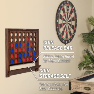 GoSports Wall Mounted Giant 4 in a Row - Jumbo Four in a Row with Coins - Choose Your Style