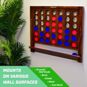 GoSports Wall Mounted Giant 4 in a Row - Jumbo Four in a Row with Coins - Choose Your Style