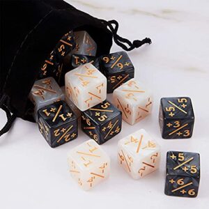 24 Pieces Dice Counters Token Dice Loyalty Dice Marble D6 Dice Cube Compatible with MTG, CCG, Card Gaming Accessory