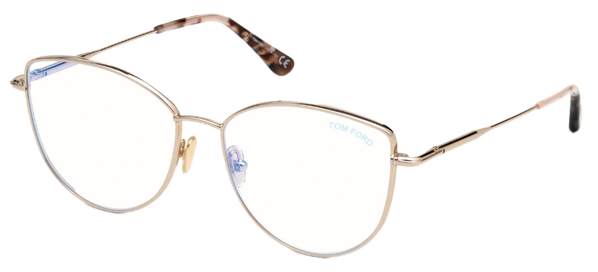 Eyeglasses Tom Ford FT 5667 -B 028 Shiny Rose Gold, Vintage Havana Tips/Blue Bl