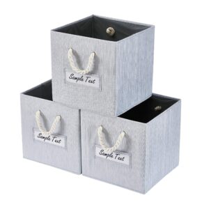 onlycube foldable storage bins 13x13x13 inch for cube organizer with cotton rope handles, collapsible basket box organizer for shelves and closet, 3pack, grey