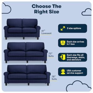 Serta Copenhagen 78" Sofa - Pillowed Back Cushions and Rounded Arms, Durable Modern Upholstered Fabric - Navy Blue