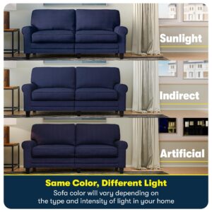 Serta Copenhagen 78" Sofa - Pillowed Back Cushions and Rounded Arms, Durable Modern Upholstered Fabric - Navy Blue