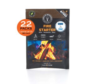 insta-fire fire starter (22 packs) - endorsed by popular mechanics - camping, emergencies, hiking, fishing, boating, fire pits, grilling, survival, food storage, boiling water (as seen on shark tank!)
