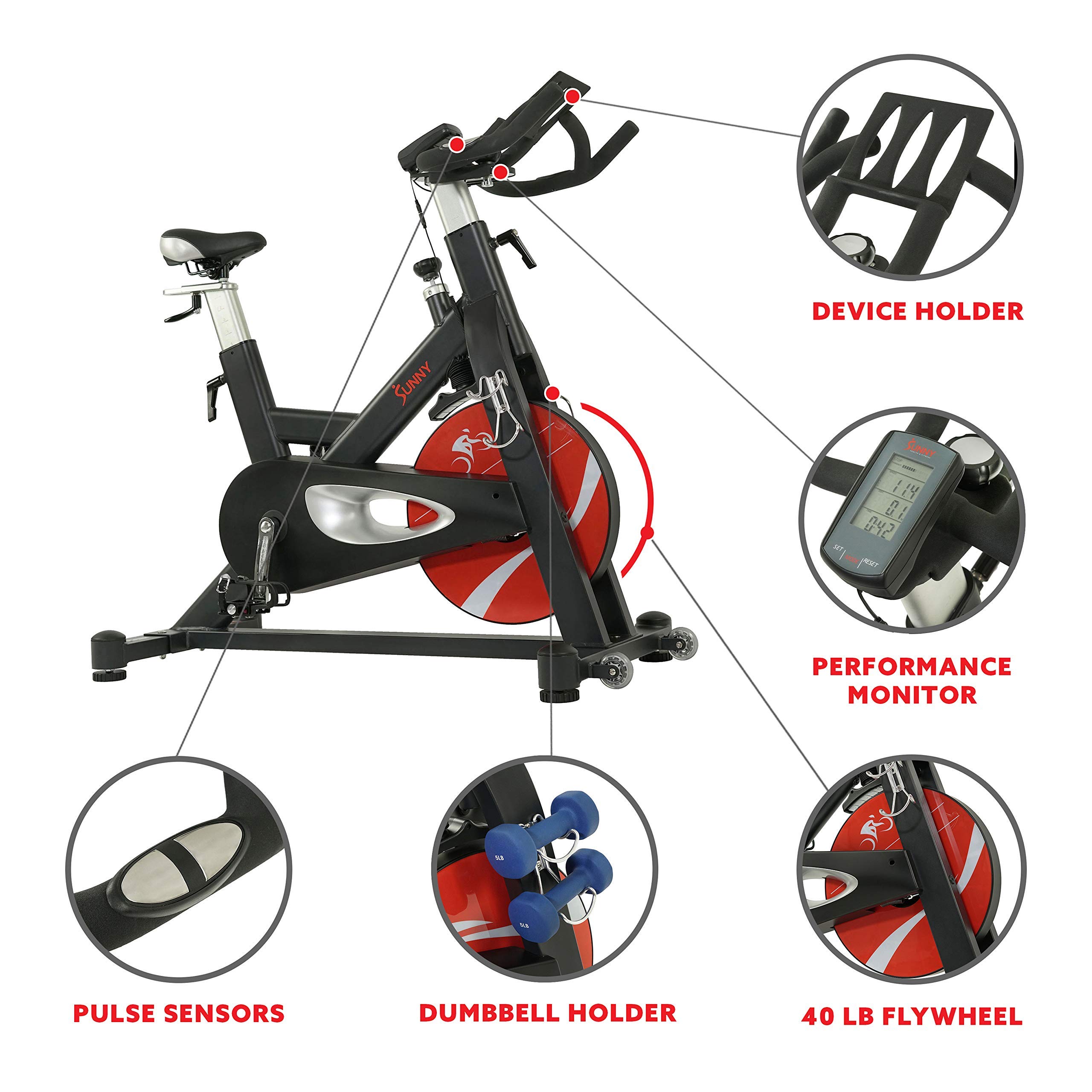 Sunny Health & Fitness Evolution Pro II Magnetic Belt Drive Indoor Cycling Bike - SF-B1986