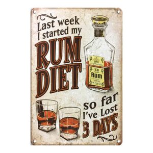 decorin rum drinks vintage bar alcohol sign rum liquor retro signs man cave decor vintage metal signs home garage decor sign gas station metal sign retro metal plaques size: 11.8 x 7.8 inches