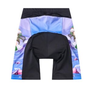 Children Cycling Bike Shorts Kid Cartoon Bicycle Riding Half Pants 3D Gel Padded Cycle Wear Tights for Girl Blue Fairy Size M