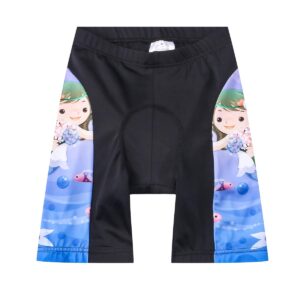 Children Cycling Bike Shorts Kid Cartoon Bicycle Riding Half Pants 3D Gel Padded Cycle Wear Tights for Girl Blue Fairy Size M