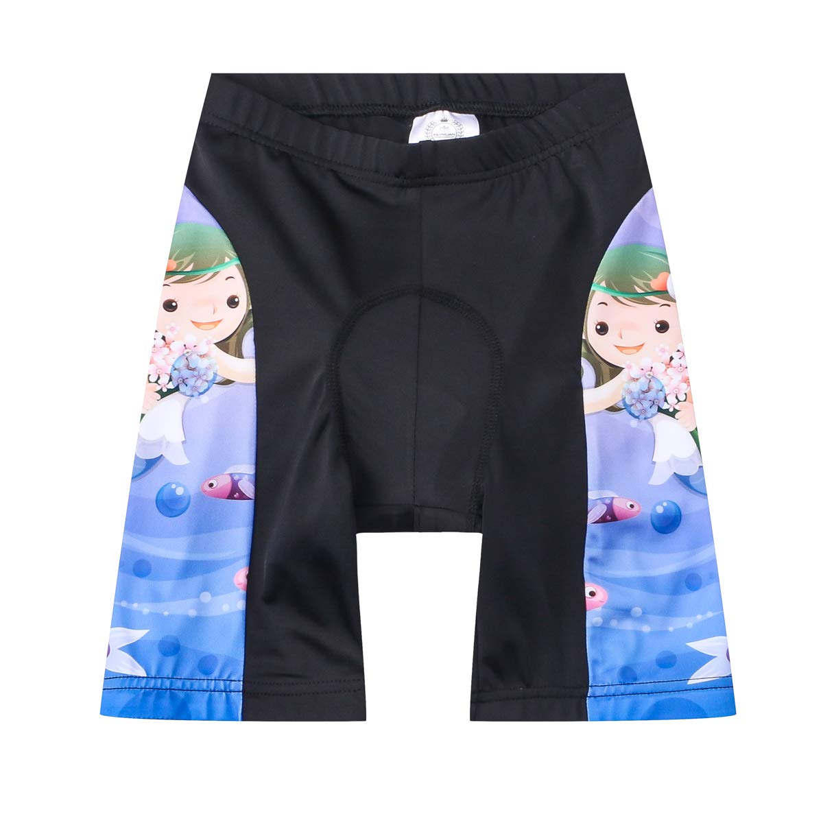 Children Cycling Bike Shorts Kid Cartoon Bicycle Riding Half Pants 3D Gel Padded Cycle Wear Tights for Girl Blue Fairy Size M