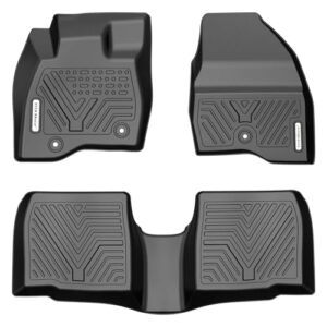 yitamotor floor mats compatible with 2015-2019 ford explorer without 2nd row center console, custom fit floor liners 1st & 2nd row all- weather protection, black
