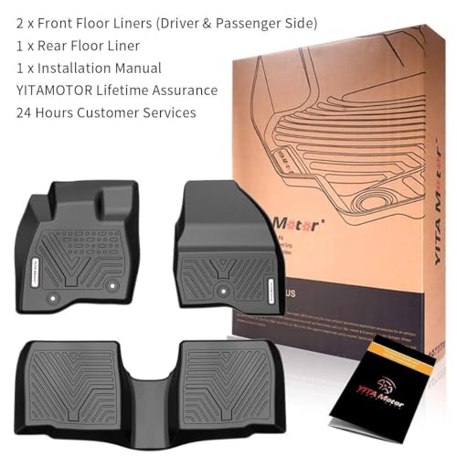 YITAMOTOR Floor Mats Compatible with 2015-2019 Ford Explorer Without 2nd Row Center Console, Custom Fit Floor Liners 1st & 2nd Row All- Weather Protection, Black