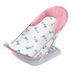 summer infant deluxe baby bath seat, adjustable support for sink or bathtub, includes 3 reclining positions - sea horse