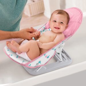 Summer Infant Deluxe Baby Bath Seat, Adjustable Support for Sink or Bathtub, Includes 3 Reclining Positions - Sea Horse