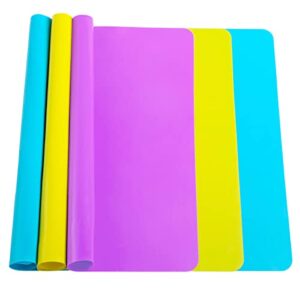 3 pack silicone mat large silicone sheets for crafts, liquid, resin jewelry casting molds mat, silicone placemat 15.7” x 11.8” (blue& purple & yellow)