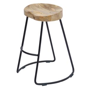 the urban port wooden saddle seat barstool with tubular metal base, small, 24-inch