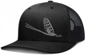 larix trucker hat - mayfly - black/gray - mens fly fishing hat fishing cap