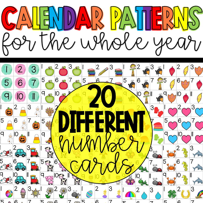 Calendar Numbers for the Whole Year | AB, AAB, ABB, ABC, ABCD Patterns