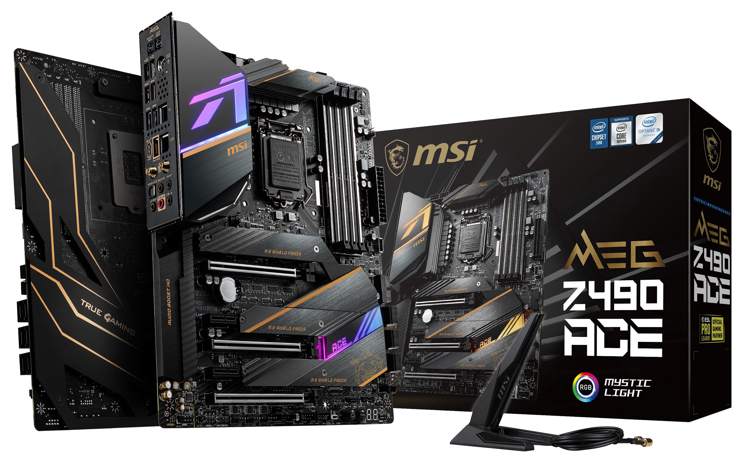 MSI MEG Z490 ACE Gaming Motherboard (ATX, 10th Gen Intel Core, LGA 1200 Socket, SLI/CF, Triple M.2 Slots, USB 3.2 Gen 2, Wi-Fi 6, Mystic Light RGB)