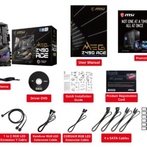 MSI MEG Z490 ACE Gaming Motherboard (ATX, 10th Gen Intel Core, LGA 1200 Socket, SLI/CF, Triple M.2 Slots, USB 3.2 Gen 2, Wi-Fi 6, Mystic Light RGB)