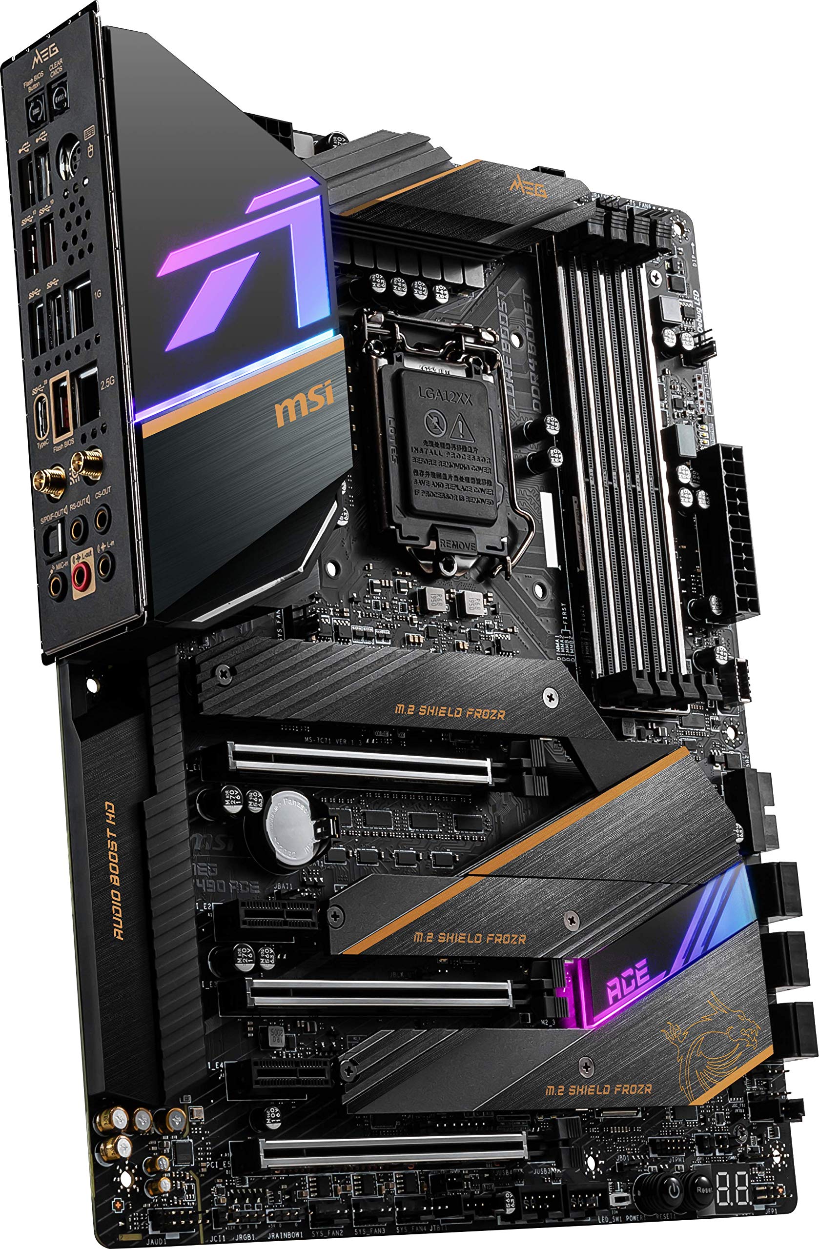 MSI MEG Z490 ACE Gaming Motherboard (ATX, 10th Gen Intel Core, LGA 1200 Socket, SLI/CF, Triple M.2 Slots, USB 3.2 Gen 2, Wi-Fi 6, Mystic Light RGB)