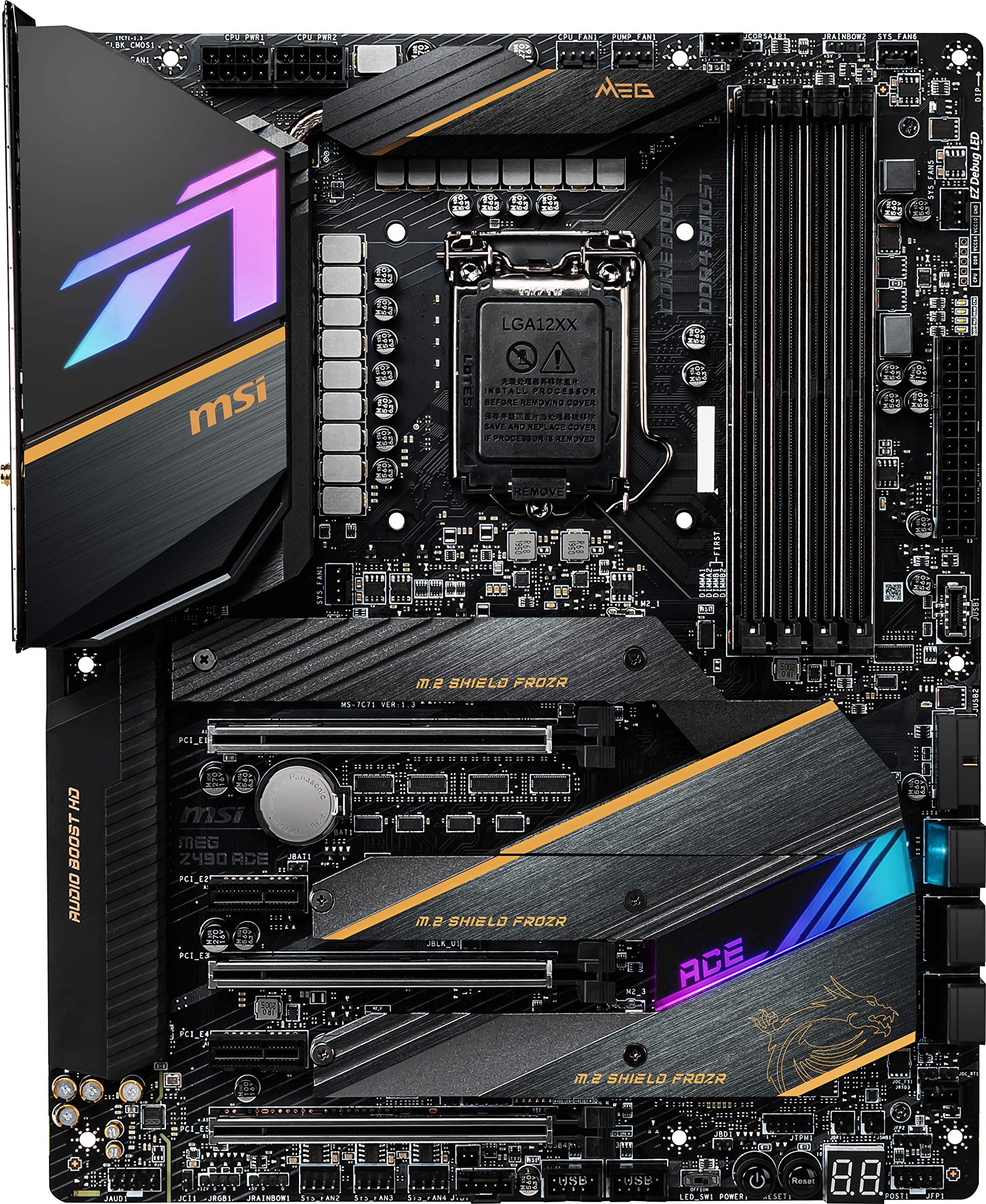 MSI MEG Z490 ACE Gaming Motherboard (ATX, 10th Gen Intel Core, LGA 1200 Socket, SLI/CF, Triple M.2 Slots, USB 3.2 Gen 2, Wi-Fi 6, Mystic Light RGB)