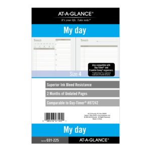 at-a-glance daily planner refill, 87242 day-timer, 2 months, undated, size 4, 5-1/2" x 8-1/2" (031-225)