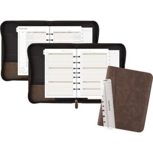 AT-A-GLANCE Simulated Leather Undated Starter Set, 43184 DAY-TIMER, Desk Size, Distressed Brown (031-0140-04)