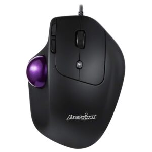 perixx perimice-520 wired usb ergonomic programmable trackball mouse, adjustable angle, 8 button design, black (pm-520-11447)