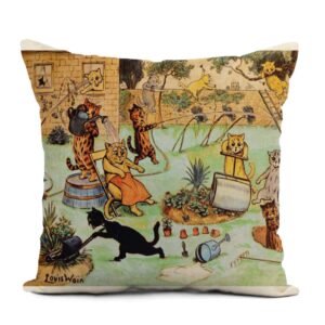 topyee throw pillow cover 20x20 inch yellow anthropomorphic louis wain cats it garden catastrophe vintage home decor pillowcases square pillow cases cushion covers for sofa couch bed