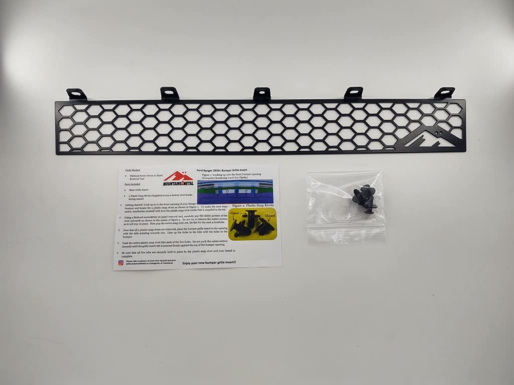 Mountains2Metal “Honeycomb” Edition Powder Coated Black Bumper Grille Insert Fits 2019+ Ford Ranger M2M #200-10-1