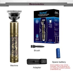 KEMEI Hair Clippers for Men Professional Cordless Electric Hair Grooming Trimmer, USB Rechargeable T-Blade 0mm Zero Gapped Baldheaded Haircut Styling Tools Kit,Buddha