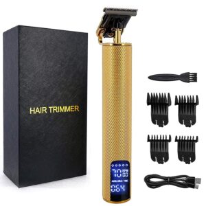 hair clippers for men, electric hair clippers cordless rechargeable grooming kits t-blade close cutting trimmer for men 0mm zero gap bald head clippers, hair trimmer for men (gold)