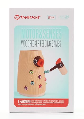 TOP BRIGHT Montessori Toys for 2 Year Old Girl and Boy Gifts, Fine Motor Skills Toddler Toys Age 2-4, Woodpecker Worm Toy Magnetic Bird Feeding Game