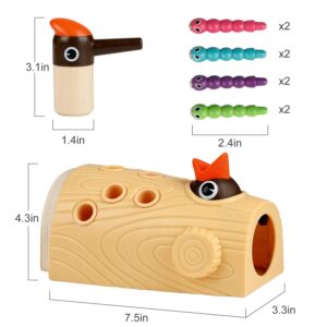 TOP BRIGHT Montessori Toys for 2 Year Old Girl and Boy Gifts, Fine Motor Skills Toddler Toys Age 2-4, Woodpecker Worm Toy Magnetic Bird Feeding Game