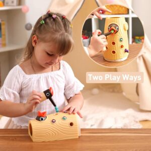 TOP BRIGHT Montessori Toys for 2 Year Old Girl and Boy Gifts, Fine Motor Skills Toddler Toys Age 2-4, Woodpecker Worm Toy Magnetic Bird Feeding Game