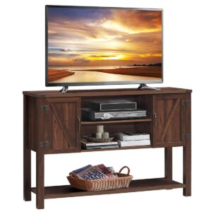 tangkula tv stand up to 60 inches tvs, modern entertainment center stand with 2 side door cabinets, ample storage space, multi-functional stand for living room home office decor, tv console (brown)