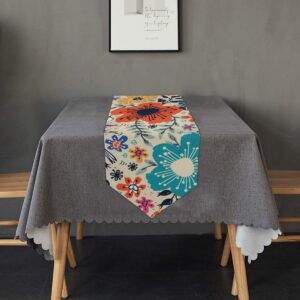 Aflyko Spring Flowers Table Runner Dining Table Decor 13" × 90"