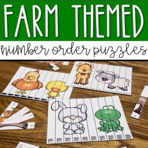 farm animal theme number order puzzles